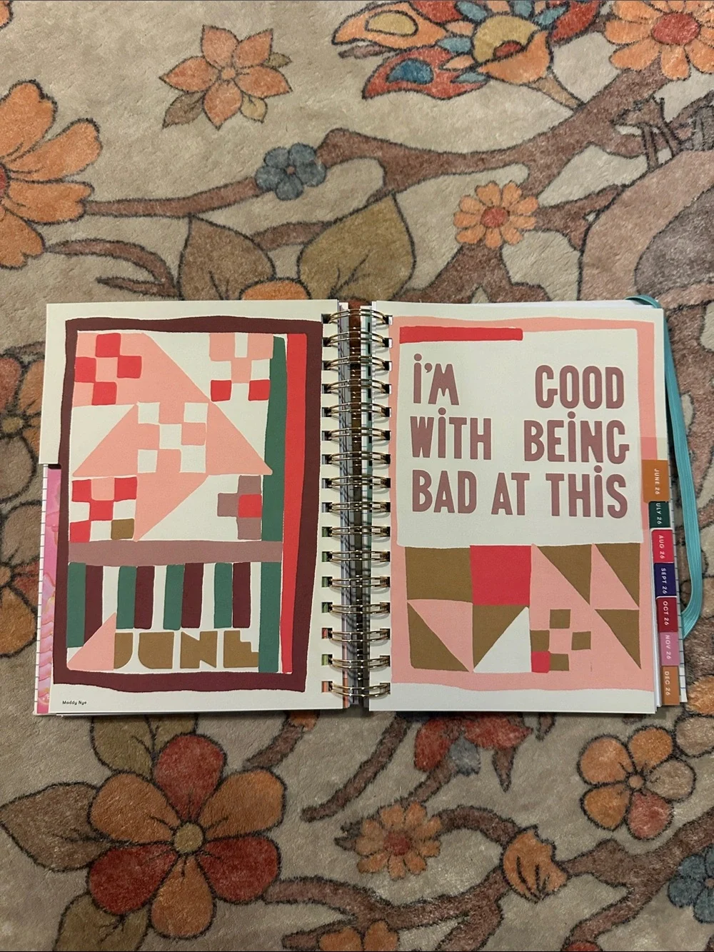 ban.do White Planner with Coral Script and Teal Elastic